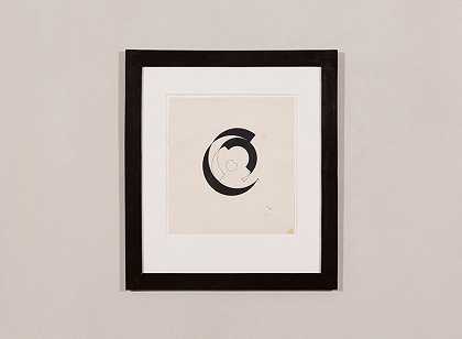 白色背景黑色圆形构图（1942） by Sophie Taeuber-Arp