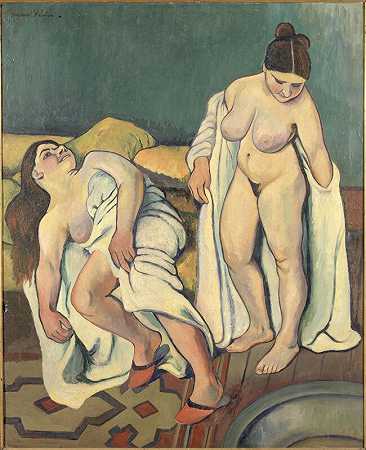 两个数字（洗澡后，既不是白色也不是黑色）（1909年） by Suzanne Valadon