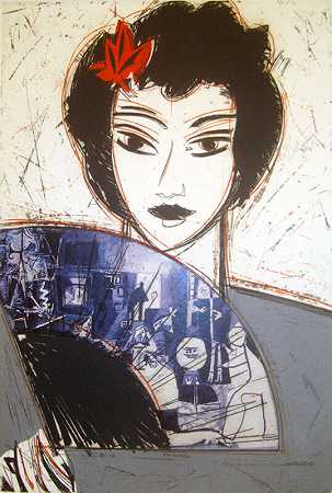 带扇子的女士II（2007） by Manolo Valdés
