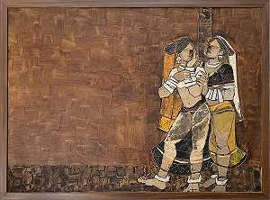 《秘密》，当代印度艺术家《库存中的油画》（1970年） by Annu Naik