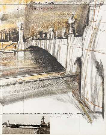 包裹桥，巴黎亚历山大三世桥项目（1977年） by Christo
