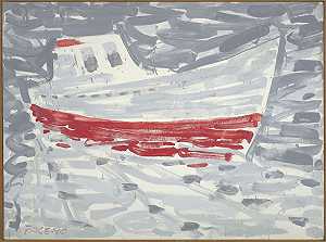 雾中的沙丁鱼船（90-5）（1990） by Stephen Pace
