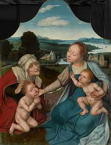 圣母与圣子伊丽莎白与施洗约翰（1520-1525） by Quentin Metsys (Quinten Massys)