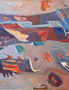 宇宙空间系列，Mod抽象彩色风景油画（1970-1979） by Sabina Teichman