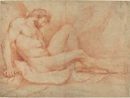 对坐着的男性进行的学术裸体研究 by Andrea Sacchi
