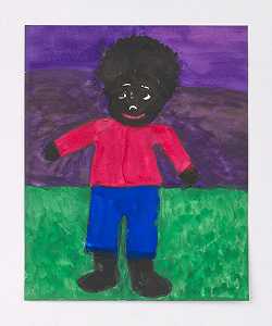 绿草上的男孩，紫色的天空（2020） by Betye Saar