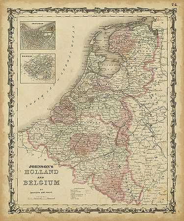 约翰逊的荷兰地图，比利时 – 6000×7200px