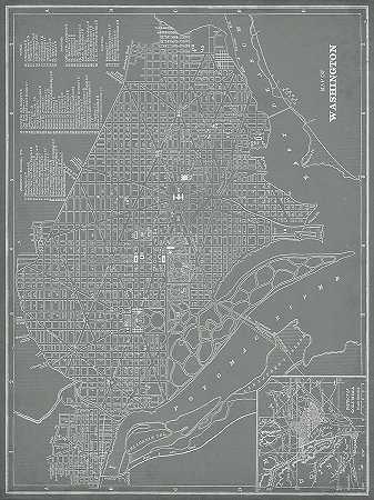 华盛顿特区城市地图。 – 5400×7200px