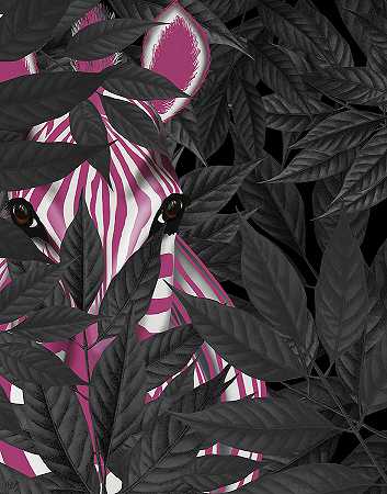 斑马，粉红色的黑色叶子 – 3300×4200px