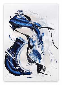 蓝色天鹅绒4（纸上抽象作品）（2020） by Lena Zak