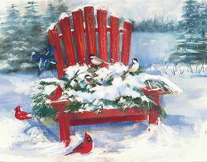 冬天的红椅子 – 8370×6583px