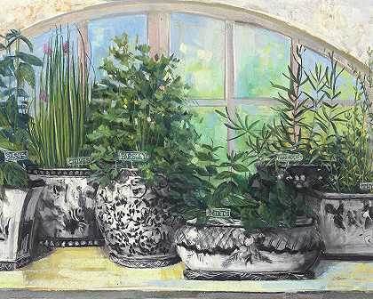 窗台香草和花瓶作物 – 8931×7145px