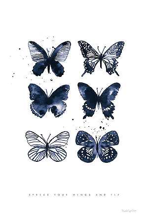 六只墨色的蝴蝶是蓝色的 – 7200×10800px
