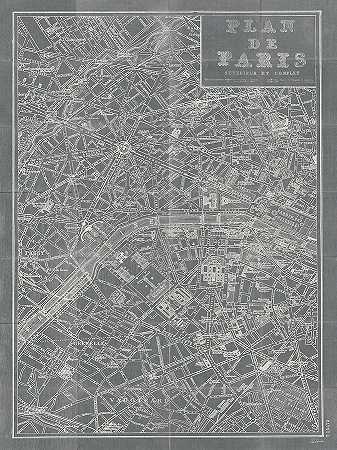 巴黎灰色蓝图地图 – 9056×12075px