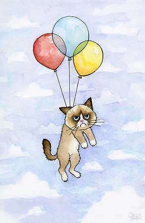 脾气暴躁的猫和气球 – 6923×10611px