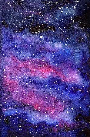水彩星系粉红色星云 – 4675×7077px