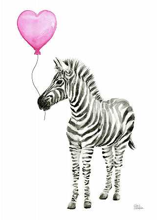 斑马水彩带气球的异想天开的动物 – 9414×13180px