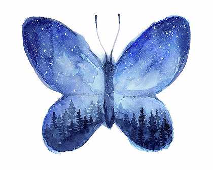蓝色太空蝴蝶 – 13254×10604px