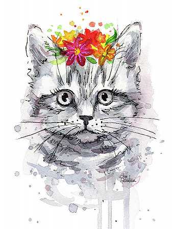 带花的猫 – 8262×11016px