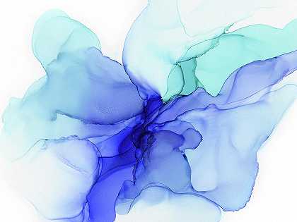 蓝色抽象花卉油墨 – 12948×9711px