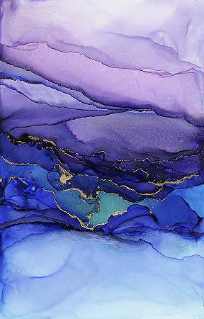 抽象景观蓝紫色山脉 – 8403×13121px