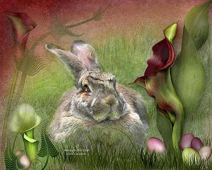 百合花中的兔子 – 4800×3840px