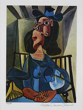 戴帽子坐在椅子上的女人（1952年）（1979-82年）|出售 by After Pablo Picasso