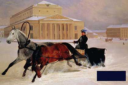 莫斯科大剧院，一对杆子和一匹追踪马在一起 -尼古拉·埃戈雷维奇·斯韦尔奇科夫- 4066×2722px ✺