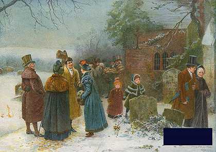 圣诞节早晨，向穷人和有需要的人致以亲切的问候和救济 -爱德华·弗雷德里克·布雷特纳- 4300×3036px ✺