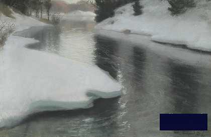 Fritz Thaulow《春天的解冻》 -弗里茨·索洛- 3420×2236px ✺