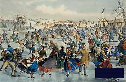 中央公园，冬季溜冰池，1862年 -库里埃和艾夫斯- 3343×2180px ✺