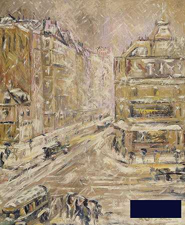 1924年，雪下的克里格南库尔街 -古斯塔夫·卢瓦索- 4406×5357px ✺