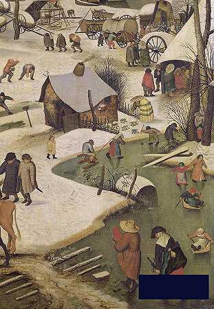 伯利恒的人口普查，孩子们在冰冻的河上玩耍的细节油画 -老布鲁格尔彼得- 3406×4927px ✺