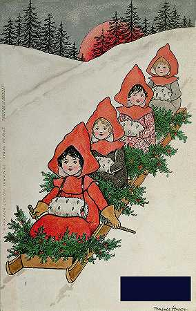 雪橇上的四个小女孩 -弗洛伦斯·哈代- 3797×6010px ✺