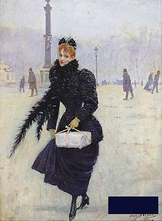 协和广场上的巴黎女人，约1890年油画 -让·贝劳- 6390×8709px ✺