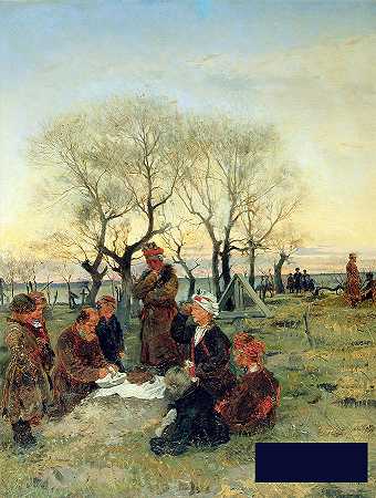 1884年在墓地举行的葬礼餐会油画 -Vladimir Egorovic Makovsky- 3576×4725px ✺
