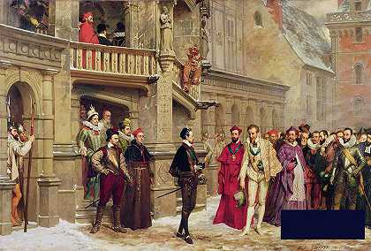 亨利三世和贵斯公爵，1855年油画 -皮埃尔·查尔斯·孔德- 7286×4940px ✺