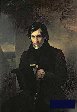 俄国作家内斯特·库科尔尼克1809-18681836年油画肖像 -亚历山大·帕夫洛维奇·布吕洛夫- 4149×5993px ✺