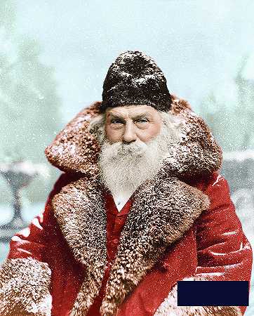 一个装扮成圣诞老人的男人的肖像，1895年 -美国学校- 1652×2050px ✺