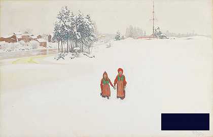 在雪中，1910年 -卡尔·拉森- 4362×2809px ✺