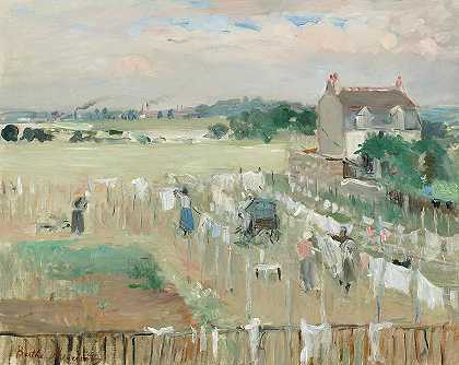 把洗好的衣服晾干 -Berthe Morisot- 19600×15598px ✺