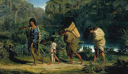 路易斯安那印第安人沿着河口散步 -Alfred Boisseau- 20014×11554px ✺