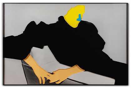鼻子和；耳朵等（第二部分）：（黄色）脸和（蓝色）鼻子，（肉）手，（黑色）衣服和椅子 – 约翰·巴尔代萨里