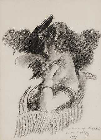 女孩肖像（recto）；戴帽子的女士肖像（维索） – 乔瓦尼·博尔迪尼