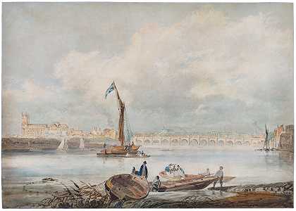 从沃克斯霍尔和威斯敏斯特大桥上俯瞰伦敦和泰晤士河 – Joseph Mallord William Turner，R.A。
