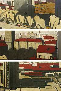 “日出。红色屋顶“x3，2020 by Arthur Hovhannisyan