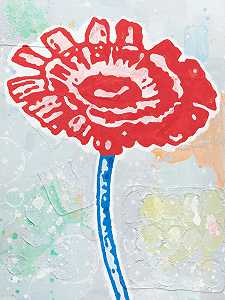 红色和蓝色花朵#1，2005 by Donald Baechler
