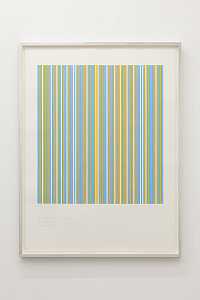 沉淀品红色的三种颜色（蓝色、黄色和绿松石色），1982年 by Bridget Riley