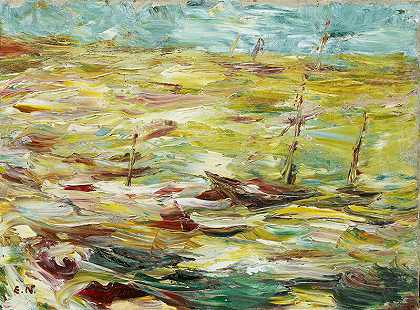 风中的船，1910年 by Emil Nolde