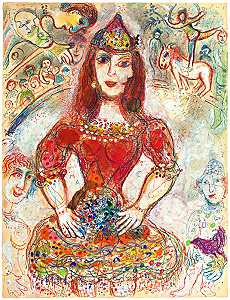 红色双剖面盾牌，1970年 by Marc Chagall